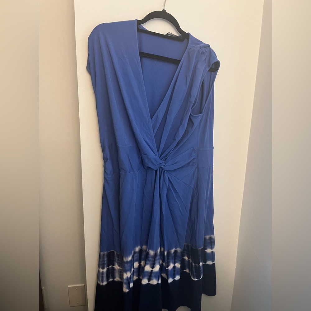 Lands' End Tie Dye Blue Sleeveless Dress w/ front Twist - New - 2X